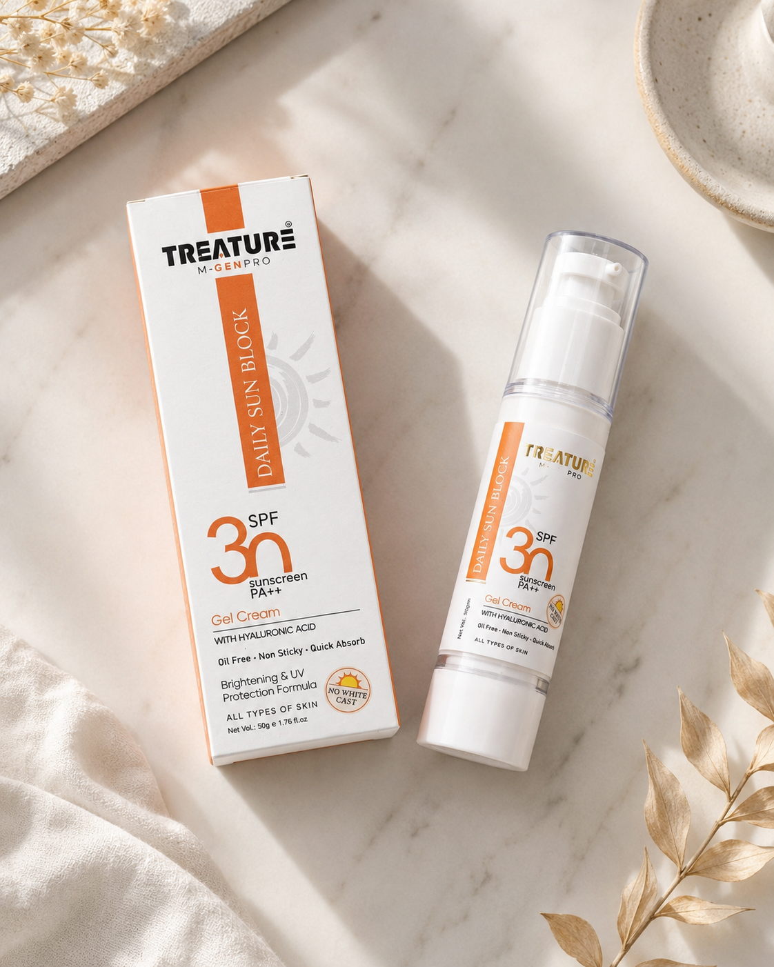 Flat lay sunscreen packaging